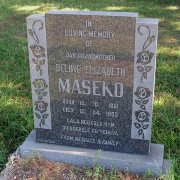 MASEKO Deliwe Elizabeth 1881-1953