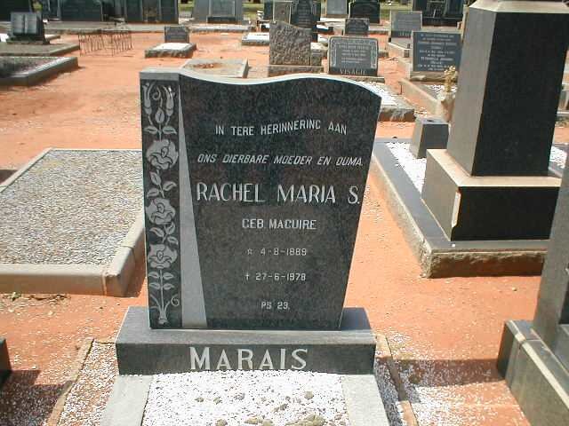 MARAIS Rachel Maria S. nee MAGUIRE 1889-1978