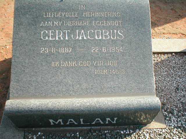 MALAN Gert Jacobus 1887-1954