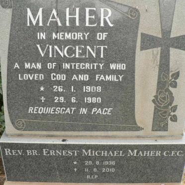 MAHER Vincent 1908-1980 :: MAHER Ernest Michael C.F.C 1936-2010