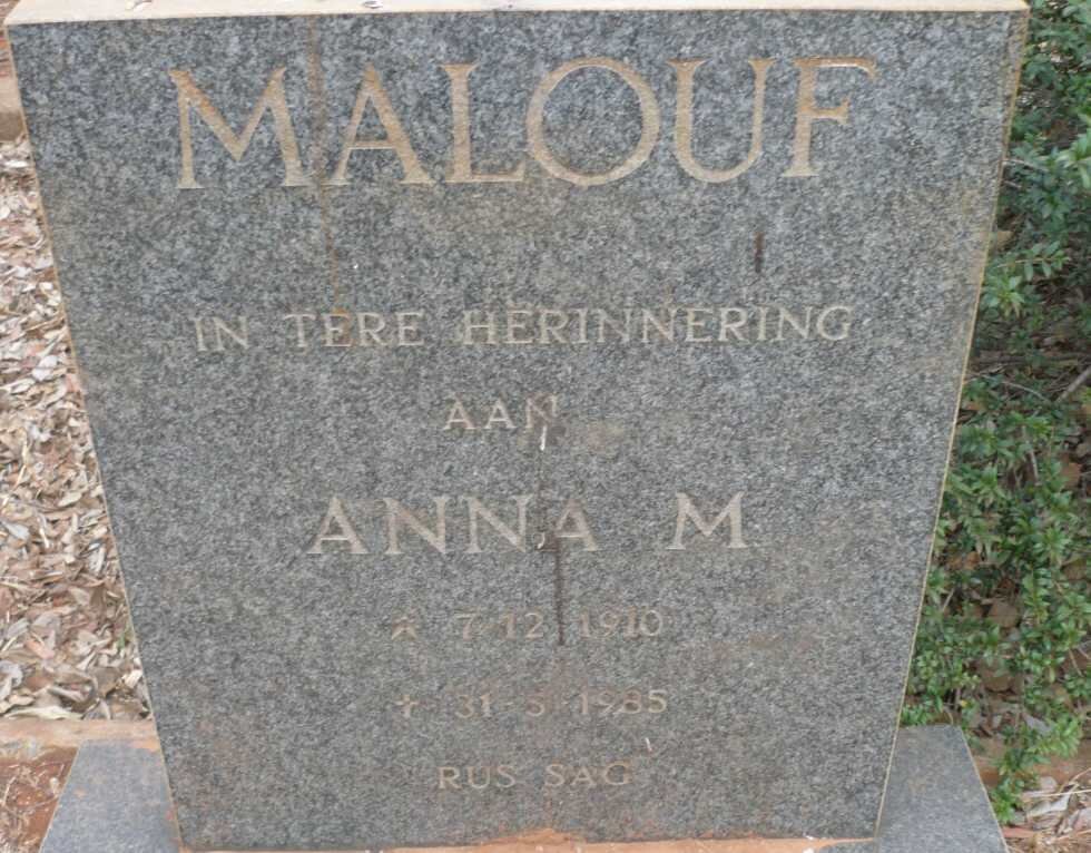MALOUF Anna M. 1910-1985