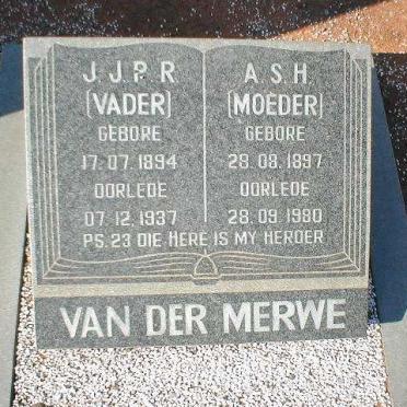 MERWE J.J.P.R., van der 1894-1937 &amp; A.S.H. 1897-1980