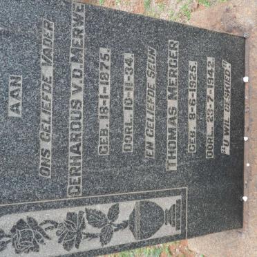 MERCER Thomas 1898-1978 :: V.D. MERWE Gerhardus 1875-1934 :: MERCER Thomas 1925-1942