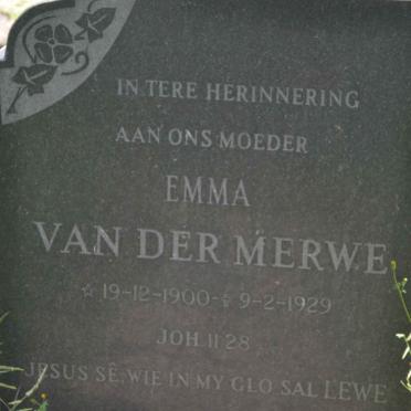 MERWE Emma, van der 1900-1929