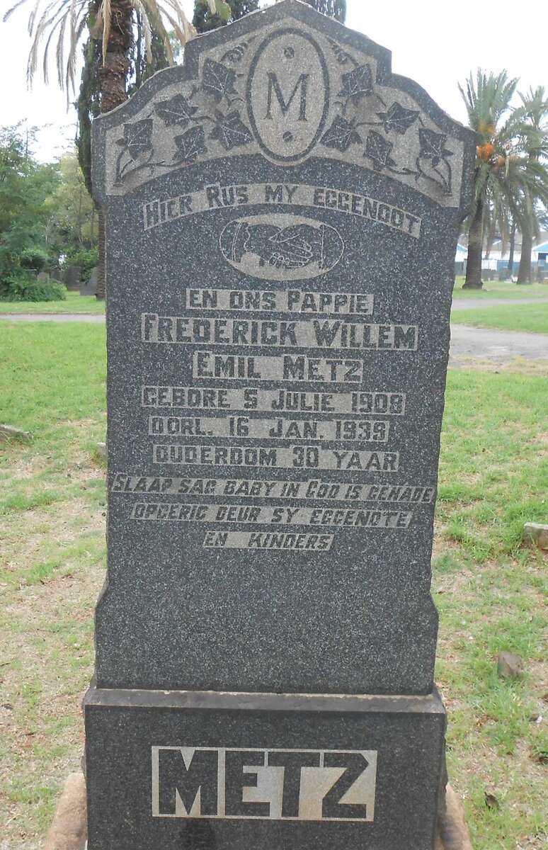 METZ Frederick Willem Emil 1908-1939