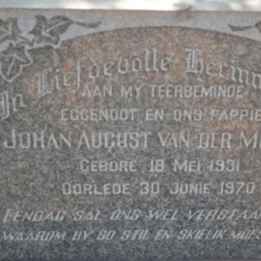 MERWE Johan August, van der 1931-1970