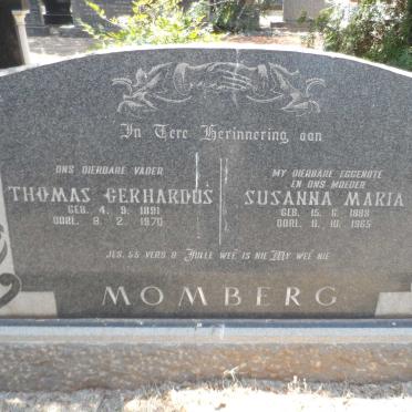 MOMBERG Thomas Gerhardus 1891-1970 &amp; Susanna Maria 1888-1965