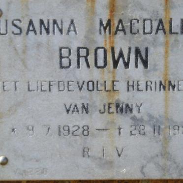BROWN Susanna Magdalena 1928-1989