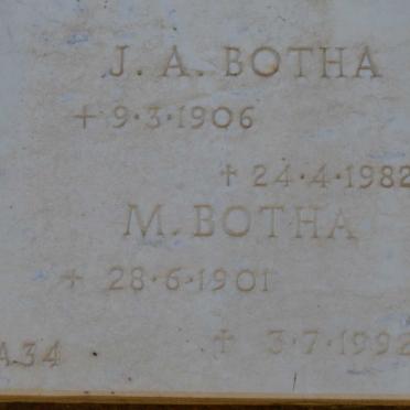 BOTHA J.A. 1906-1982 &amp; M. 1901-1992