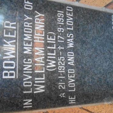 BOWKER William Henry 1925-1991