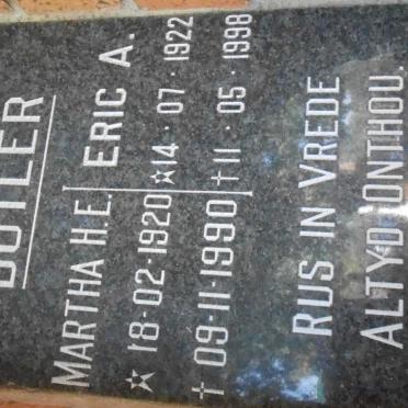 BUTLER Eric A. 1922-1998 &amp; Martha H.E. 1920-1990