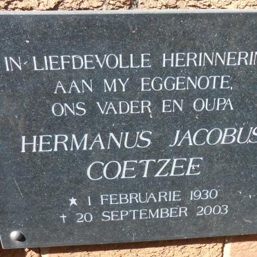 COETZEE Hermanus Jacobus 1930-2003