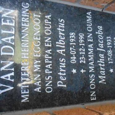 DALEN Petrus Albertus, van 1938-1990 &amp; Martha Jacoba 1933-2013