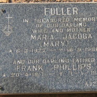 FULLER Frank Phillips 1917-1993 &amp; Maria Jacoba 1922-1986