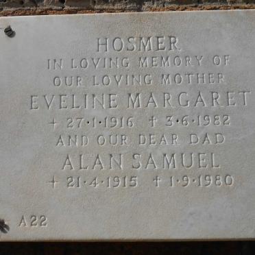 HOSMER Alan Samuel 1915-1980 &amp; Eveline Margaret 1916-1982