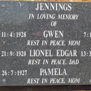 JENNINGS Lionel Edgar 1920-2001 :: JENNINGS Pamela 1927- :: JENNINGS Gwen 1928-1991