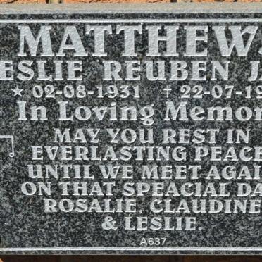 MATTHEWS Leslie Reuben Jack 1931-1999