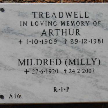 TREADWELL Arthur 1909-1981 &amp; Mildred 1920-2007