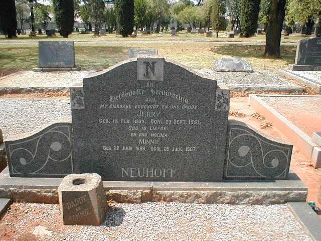 NEUHOFF Jerry 189?-1951 &amp; Minnie 1899-1967