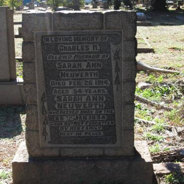 NEUWERTH Charles H. -1914 &amp; Sarah Ann -1934
