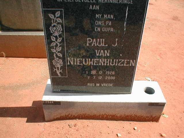 NIEUWENHUIZEN Paul J., van 1926-2000