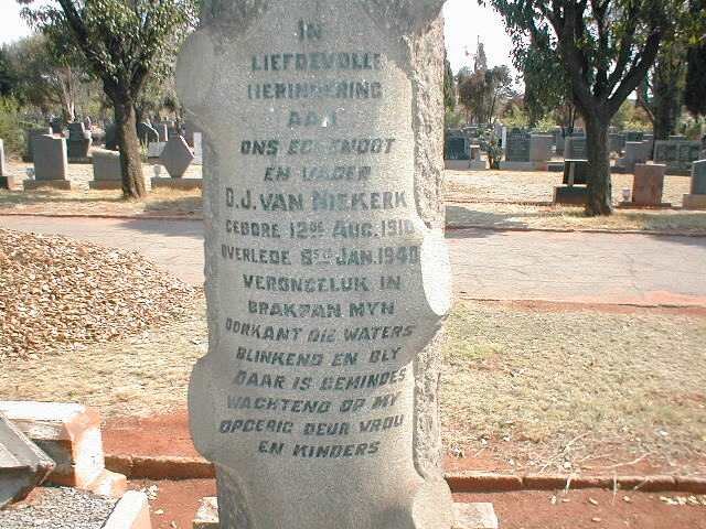 NIEKERK D.J., van 1910-1940