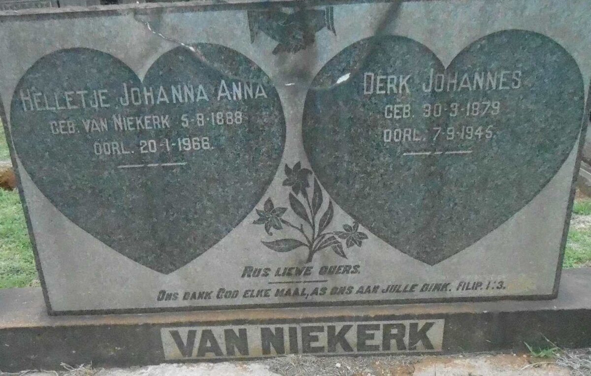 NIEKERK Derk Johannes, van 1879-1945 &amp; Helletjie Johanna Anna 1888-1966