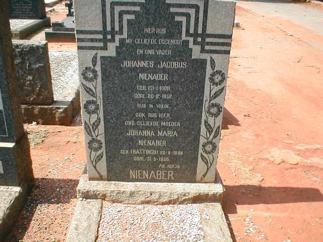 NIENABER Johannes Jacobus 1889-1952 &amp; Johanna Maria HATTINGH 1898-1956
