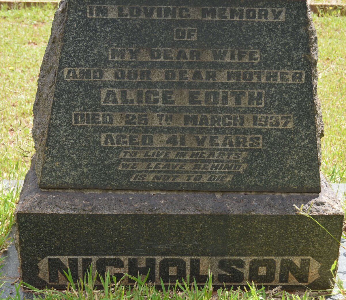 NICHOLSON Alice Edith -1937