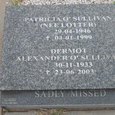 O'SULLIVAN Dermot Alexander 1933-2000 &amp; Patricia LOTTER 1946-1999