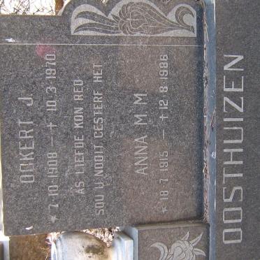 OOSTHUIZEN Ockert J 1908-1970 Anna M. M. 1915-1986