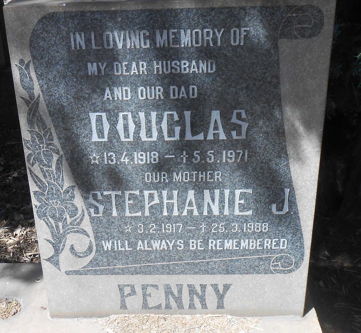 PENNY Douglas 1918-1971 &amp; Stephanie J. 1917-1988