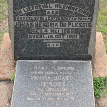 PLESSIS Johan Hendrik, du 1866-1918 &amp; Susanna Elizabeth GROBBELAAR 1877-1951