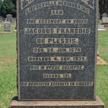 PLESSIS Jacobus Francois, du 1876-1935