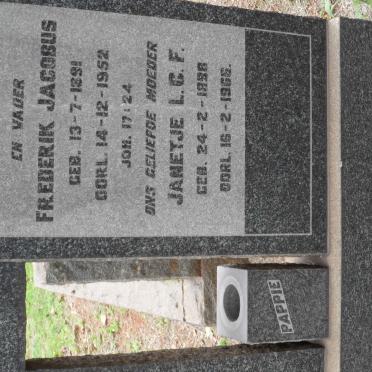 POTGIETER Frederik Jacobus 1891-1952 &amp; Janetje L.C.F. 1898-1966