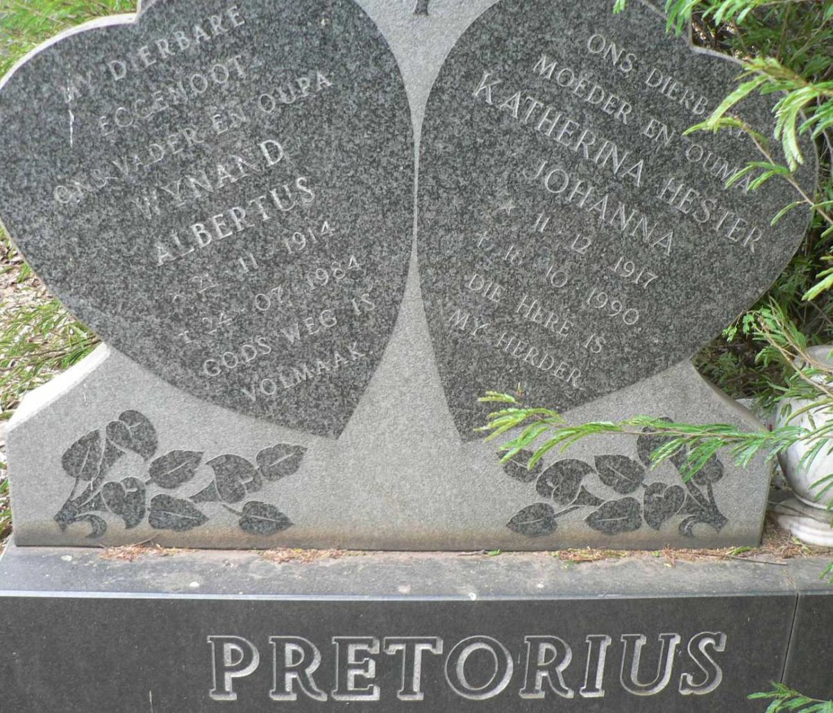 PRETORIUS Wynand Albertus 1914-1984 &amp; Katherina Hester Johanna 1917-1990