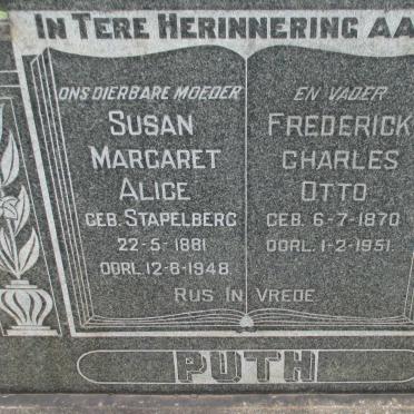 PUTH Frederick Charles Otto 1870-1951 &amp; Susan Margaret Alice STAPELBERG 1881-1948