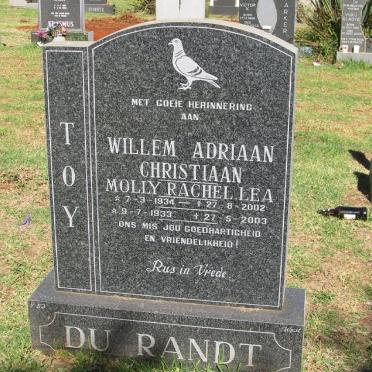 RANDT Willem Adriaan Christiaan, du 1934-2002 &amp; Molly Rachel Lea 1933-2003