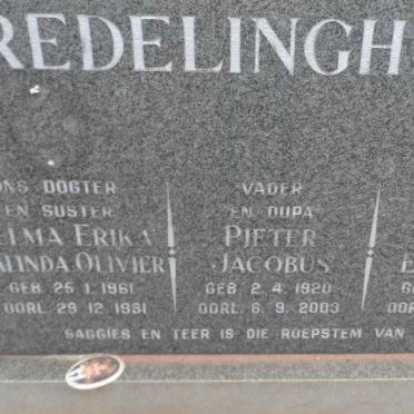 REDELINGHUYS Pieter Jacobus 1920-2003 &amp; Maria Elizabeth 1927-2005 :: REDELINGHUYS Selma Erika Malinda Olivier 1961-1981