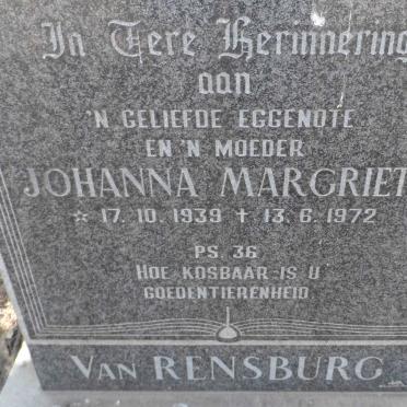 RENSBURG Johanna Magrieta, van 1939-1972