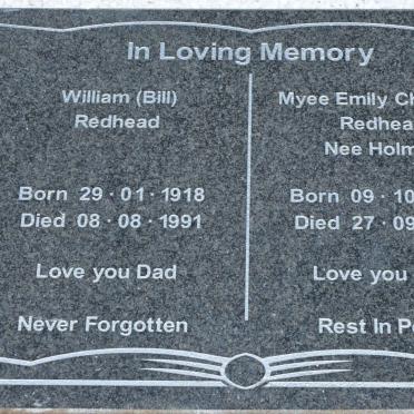 REDHEAD William 1918-1991 &amp; Myee Emily Charlotte HOLMES 1919-2006