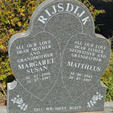 RIJSDIJK Mattheus 1943-1997 &amp; Margaret Susan 1950-1997