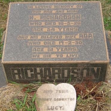 RICHARDSON H. -1928 &amp; Ada -1930 :: RICHARDSON Lucy