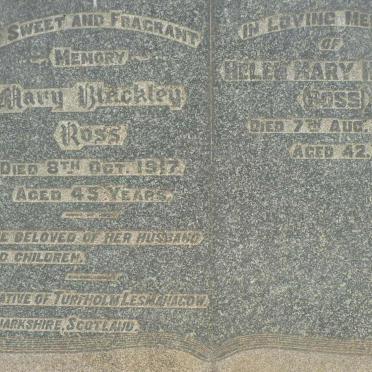 ROSS Mary Blackley -1917 :: HUNTER Helen Mary nee ROSS -1937