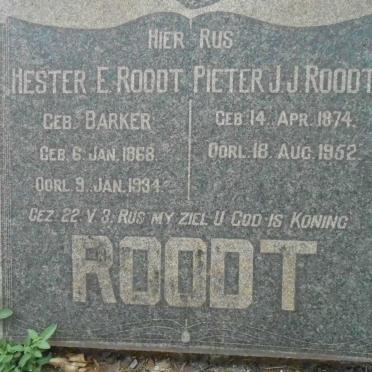 ROODT Pieter J. J. 1874-1952 &amp; Hester E. BARKER 1868-1934