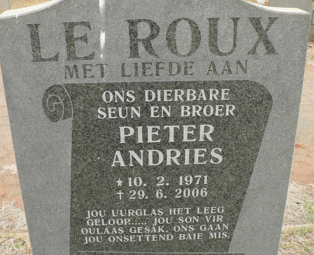 ROUX Pieter Andries, le 1971-2006