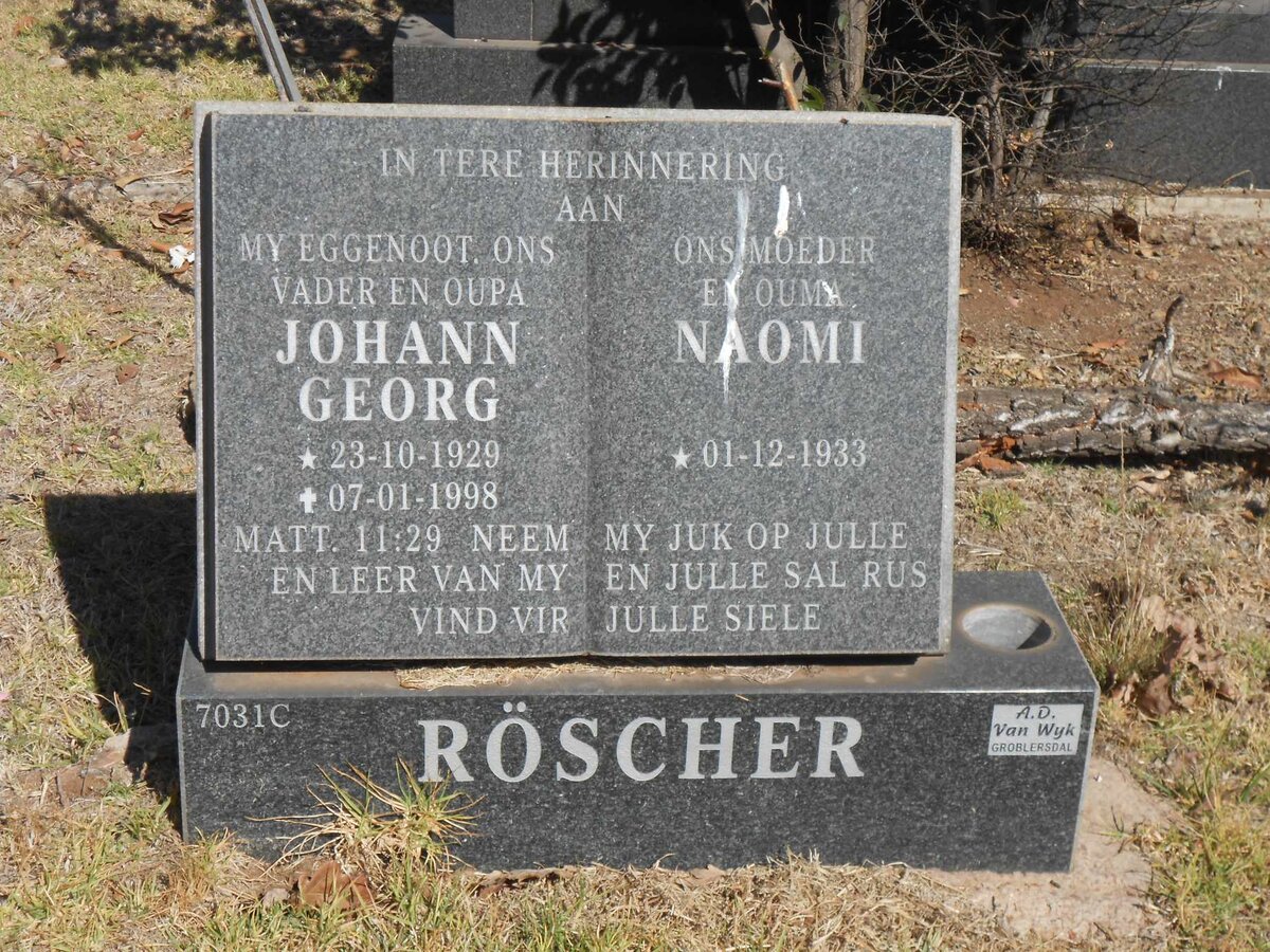 RÖSCHER Johann Georg 1929-1998 &amp; Naomi 1933-