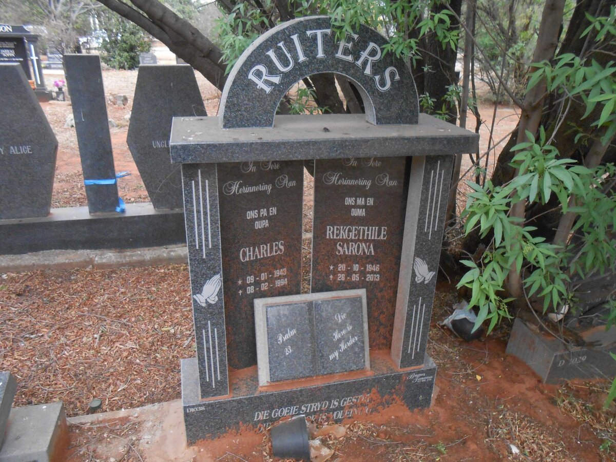 RUITERS Charles 1943-1994 &amp; Rekgethile Sarona 1946-2013