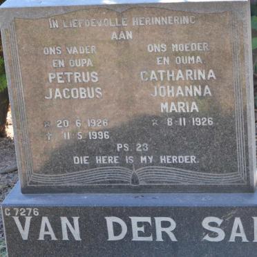 SANDT Petrus Jacobus, van der 1926-1996 &amp; Catharina Johanna Maria 1926-