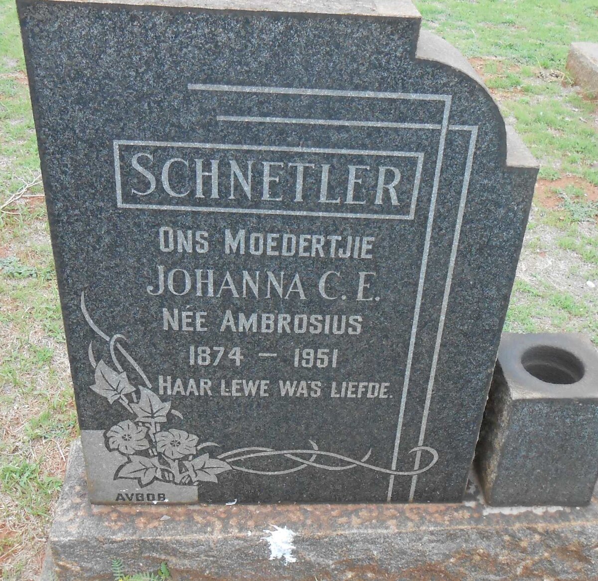SCHNETLER Johanna C.E. nee AMBROSIUS 1874-1951